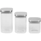 MagicHome 3 db-os üveg tárolóedény készlet, 800/1100/1500 ml, rozsdamentes acél fedéllel