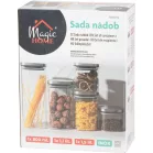 MagicHome 3 db-os üveg tárolóedény készlet, 800/1100/1500 ml, rozsdamentes acél fedéllel