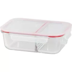   Tárolódoboz MagicHome, üveg, téglalap alakú, 1500 ml, fedővel, elválasztóval