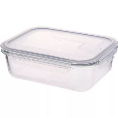 MagicHome tároló, üveg, téglalap alakú, 650 ml, fedővel, szellőző szeleppel