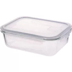   MagicHome üveg tárolódoboz, téglalap alakú, 1500 ml, fedővel, szellőző szeleppel