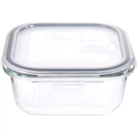 Tároló MagicHome, üveg, négyzetes, 800 ml, fedővel, szellőző szeleppel