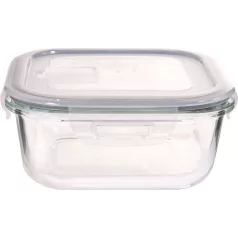   Tároló MagicHome, üveg, négyzetes, 1200 ml, fedővel, szellőző szeleppel