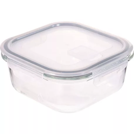 Tároló MagicHome, üveg, négyzetes, 1200 ml, fedővel, szellőző szeleppel