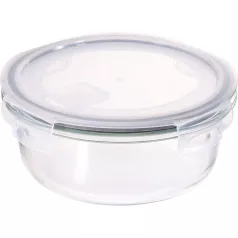  Tárolóedény MagicHome, üveg, kerek, 950 ml, fedővel, szellőzőszeleppel