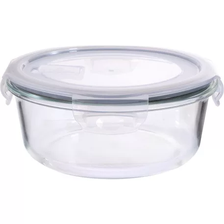Tárolóedény MagicHome, üveg, kerek, 950 ml, fedővel, szellőzőszeleppel