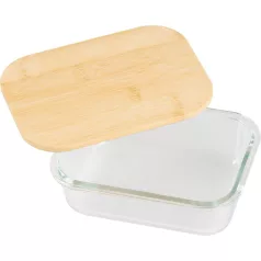   Tároló MagicHome, üveg, téglalap alakú, 650 ml, bambusz fedéllel