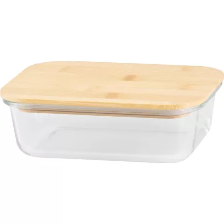 Tároló MagicHome, üveg, téglalap alakú, 1000 ml, bambusz fedéllel