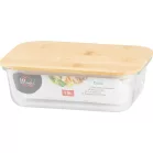 Tároló MagicHome, üveg, téglalap alakú, 1000 ml, bambusz fedéllel