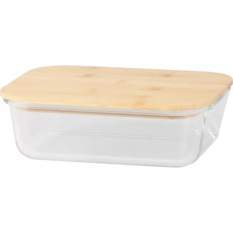 Tároló MagicHome, üveg, téglalap alakú, 1500 ml, bambusz fedéllel
