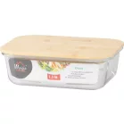Tároló MagicHome, üveg, téglalap alakú, 1500 ml, bambusz fedéllel