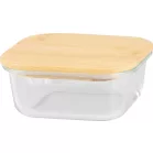 Tárolódoboz MagicHome, üveg, négyzetes, 800 ml, bambusz fedéllel