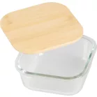 Tárolódoboz MagicHome, üveg, négyzetes, 800 ml, bambusz fedéllel