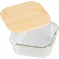   Tárolódoboz MagicHome, üveg, négyzetes, 800 ml, bambusz fedéllel