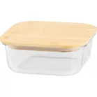 Tároló MagicHome, üveg, négyzetes, 1200 ml, bambusz fedéllel