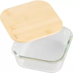   Tároló MagicHome, üveg, négyzetes, 1200 ml, bambusz fedéllel