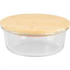 Tároló MagicHome, üveg, kerek, 950 ml, bambusz fedéllel