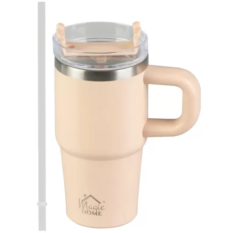 MagicHome Termobögre, 550 ml, szívószállal, rozsdamentes acél