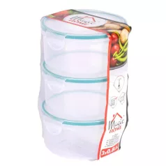   Ételtároló doboz Magichome Lunchbox R808 3x0,80 L, Kerek, 3 db -os Készlet, Klip