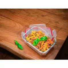   Étel Tároló Magichome Bsg2, 1000 ml, 20x15x6 cm, Téglalap Alakú, Jénai Üveg/Pp, Clip