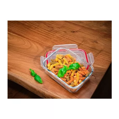 Étel Tároló Magichome Bsg2, 1000 ml, 20x15x6 cm, Téglalap Alakú, Jénai Üveg/Pp, Clip
