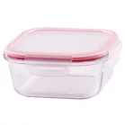 Étel Tároló Magichome Bsg1, 750 ml, 15x15x6 cm, Kocka Alakú, Jénai Üveg/Pp, Clip