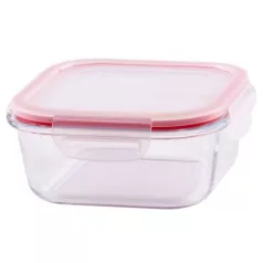   Étel Tároló Magichome Bsg1, 750 ml, 15x15x6 cm, Kocka Alakú, Jénai Üveg/Pp, Clip