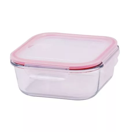 Étel Tároló Magichome Bsg1, 1100 ml, 18x18x7 cm, Kocka Alakú, Boroszilikát Üveg/Pp, Clip