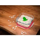 Étel Tároló Magichome Bsg1, 1100 ml, 18x18x7 cm, Kocka Alakú, Boroszilikát Üveg/Pp, Clip