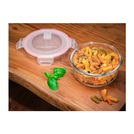 Étel Tároló Magichome Bsg3, 950 ml, 17x7 cm, Ovális, Jénai Üveg/Pp, Clip