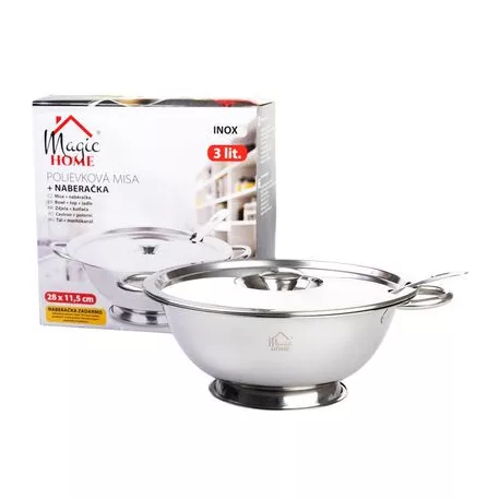 MagicHome levesestál merőkanállal, 3 l, terrine, rozsdamentes acél