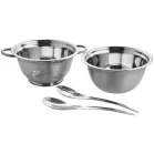 MagicHome salátakészlet, 24 cm, 4 darabos - Szűrő edény, Csöpögtető edény, 2db salátás kanál rozsdamentes