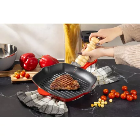 MagicHome Castora line serpenyő, grillező, zománcozott öntöttvas, 270x270x45 mm