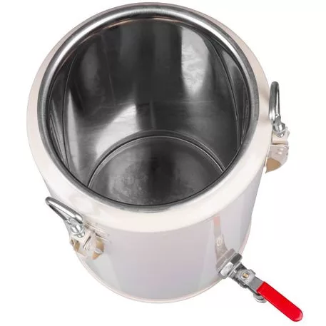 Edény, élelmiszer szálításra,elzárócsappal,fém, 275 x 275 x 445 mm, 10 l