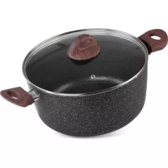 MagicHome Black Marble Line fazék , 24 cm, 4,0 l, tetővel