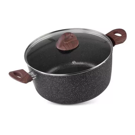 MagicHome Black Marble Line fazék, 28 cm, 5,9 l, tetővel