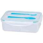 Ételhordó MagicHome, szögletes, 1,5 l, villaval és csatornával, 2 rekesszel, 22 x 15,2 x 7,6 cm