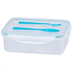   Ételhordó MagicHome, szögletes, 1,5 l, villaval és csatornával, 2 rekesszel, 22 x 15,2 x 7,6 cm