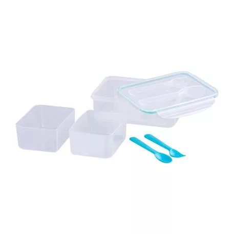 Ételhordó MagicHome, szögletes, 1,5 l, villaval és csatornával, 2 rekesszel, 22 x 15,2 x 7,6 cm