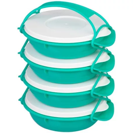 Ételhordó MagicHome, kerek, 4 részes, 4 x 1 l, színes, 22,4 x 20,5 x 29,5 cm