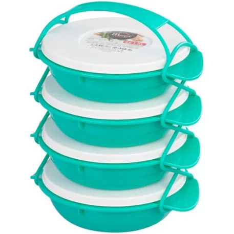 Ételhordó MagicHome, kerek, 4 részes, 4 x 1 l, színes, 22,4 x 20,5 x 29,5 cm