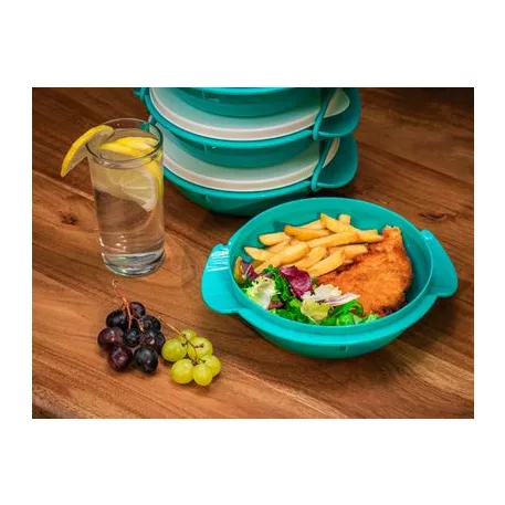 Ételhordó MagicHome, kerek, 4 részes, 4 x 1 l, színes, 22,4 x 20,5 x 29,5 cm