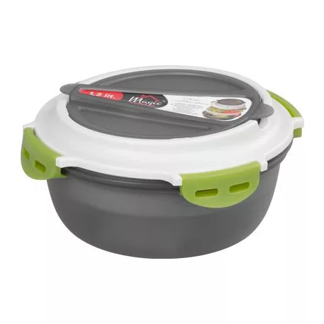 Ételhordó MagicHome, kerek alakú, 1,2 l, villaval/kanállal, 21,1 x 9,7 cm