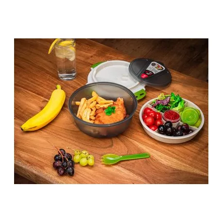 Ételhordó MagicHome, kerek alakú, 1,2 l, villaval/kanállal, 21,1 x 9,7 cm