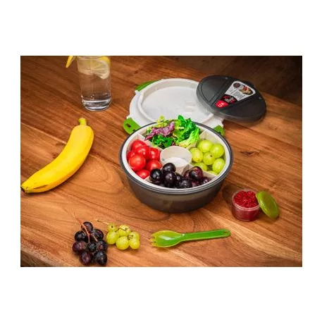 Ételhordó MagicHome, kerek alakú, 1,2 l, villaval/kanállal, 21,1 x 9,7 cm