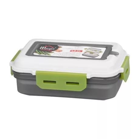 Ételhordó MagicHome, szögletes, 1,2 l, villaval/kanállal, 23 x 15 x 8,8 cm