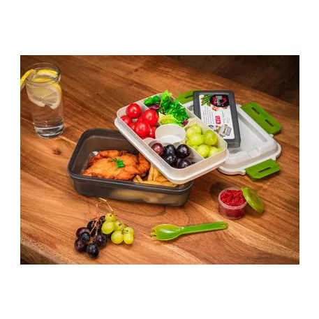 Ételhordó MagicHome, szögletes, 1,2 l, villaval/kanállal, 23 x 15 x 8,8 cm