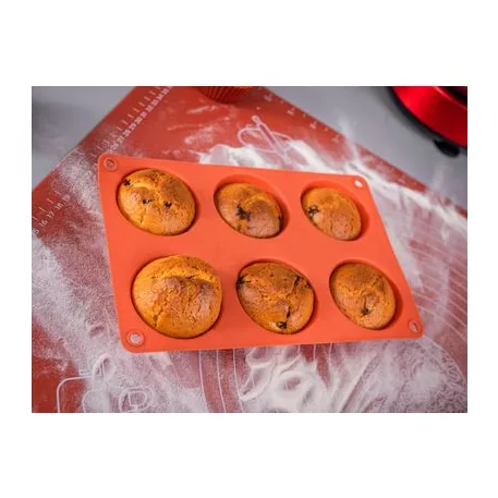 MagicHome sütőforma, 6 db muffin, szilikon, piro, 23,7 x 16 x 3 cm