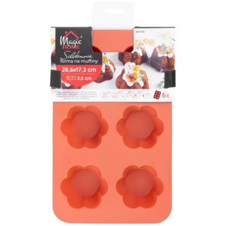 MagicHome sütőforma, 6 db muffin, szilikon, rózsaszín menta, 28,6 x 17,2 cm