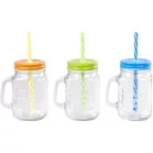 MagicHome üvegpohár szívószállal, színes tetővel, 480 ml